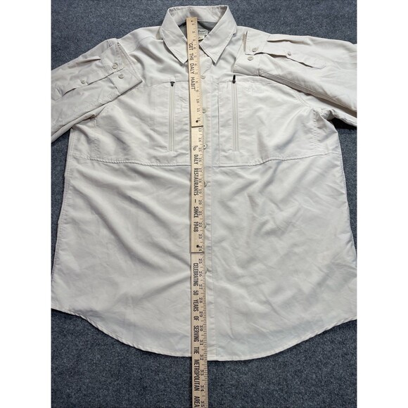 LL Bean Shirt Mens Large Khaki No Fly Zone Vented Roll Tab Sleeve Gorpcore Lg - Picture 8 of 16